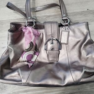 Rose gold leather coach purse